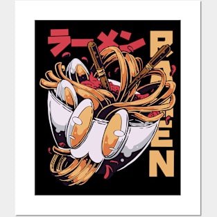 Anime Style Ramen Illustration Posters and Art